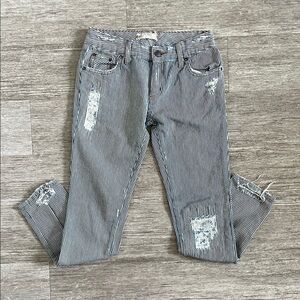 Free People Striped Distressed Skinny Jeans